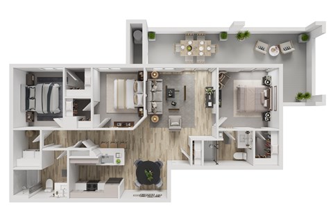 A floor plan of a house with a kitchen, living room, and bathroom.